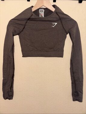 Gymshark Vital Seamless 2.0 Long Sleeve Crop Top - Brown Marl